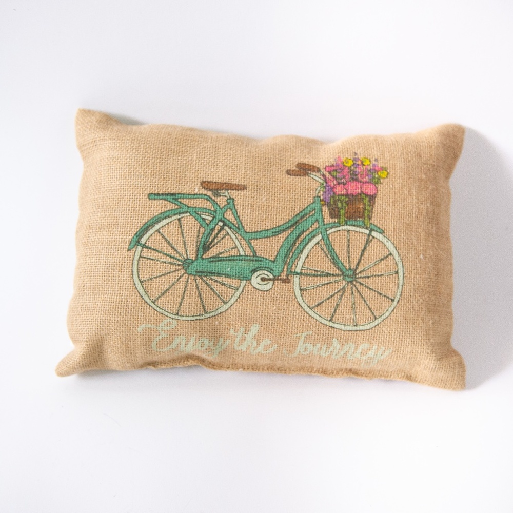 Country House Collection "Enjoy the Journey" Farmhouse Burlap Pillow